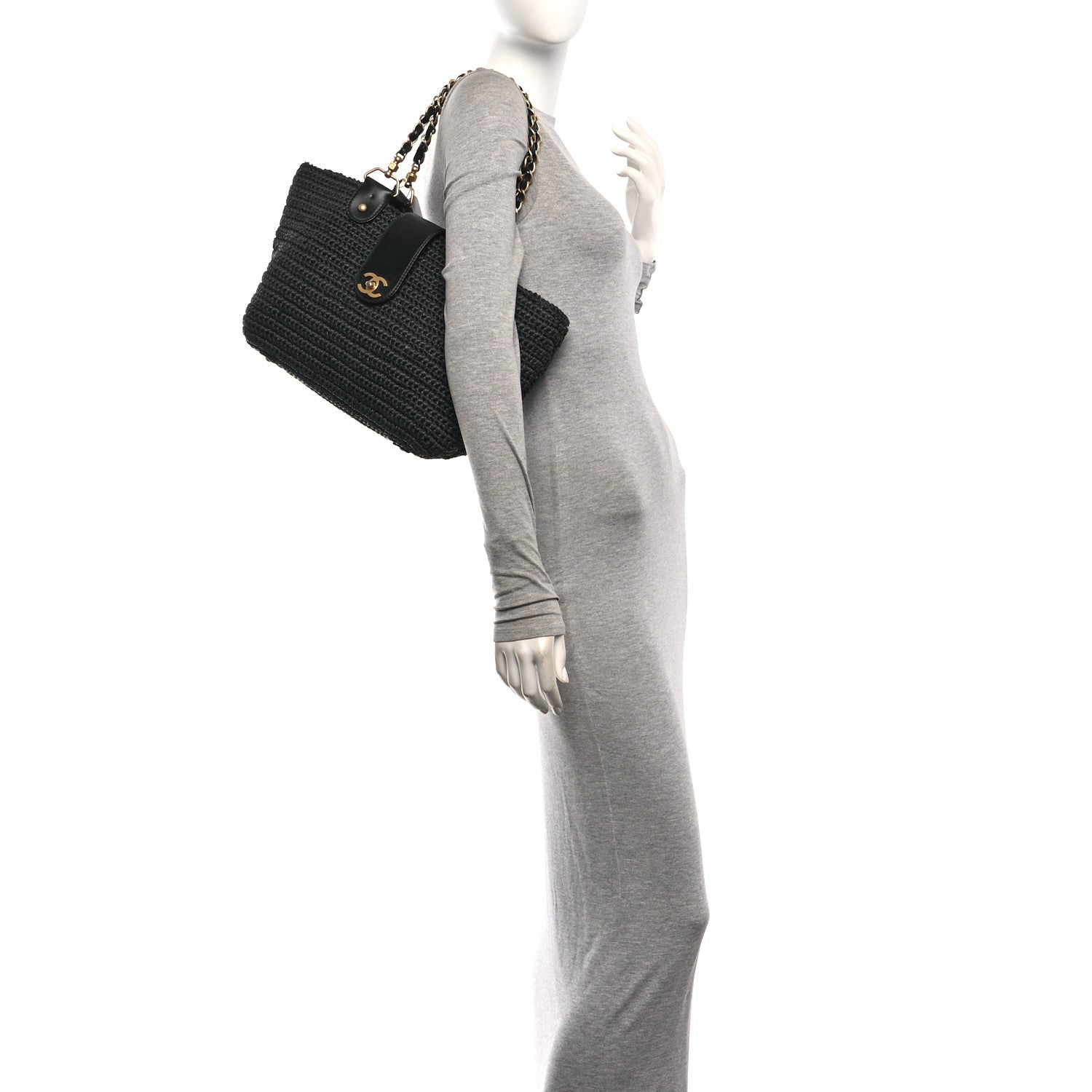 Chanel Straw Raffia Tote Black 2 of 11