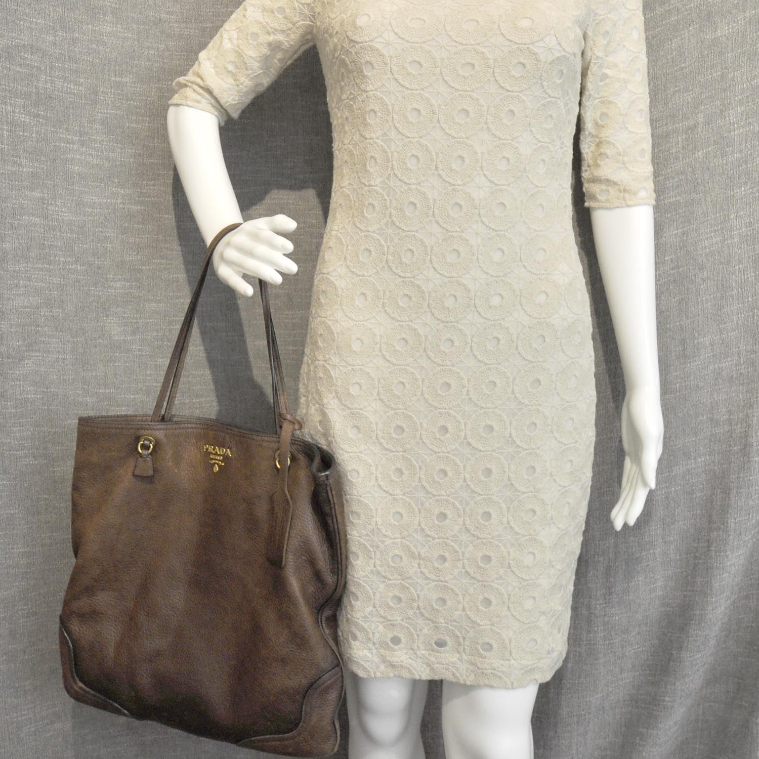 Prada Cervo Antik Shoulder Bag Cacao 2 of 11