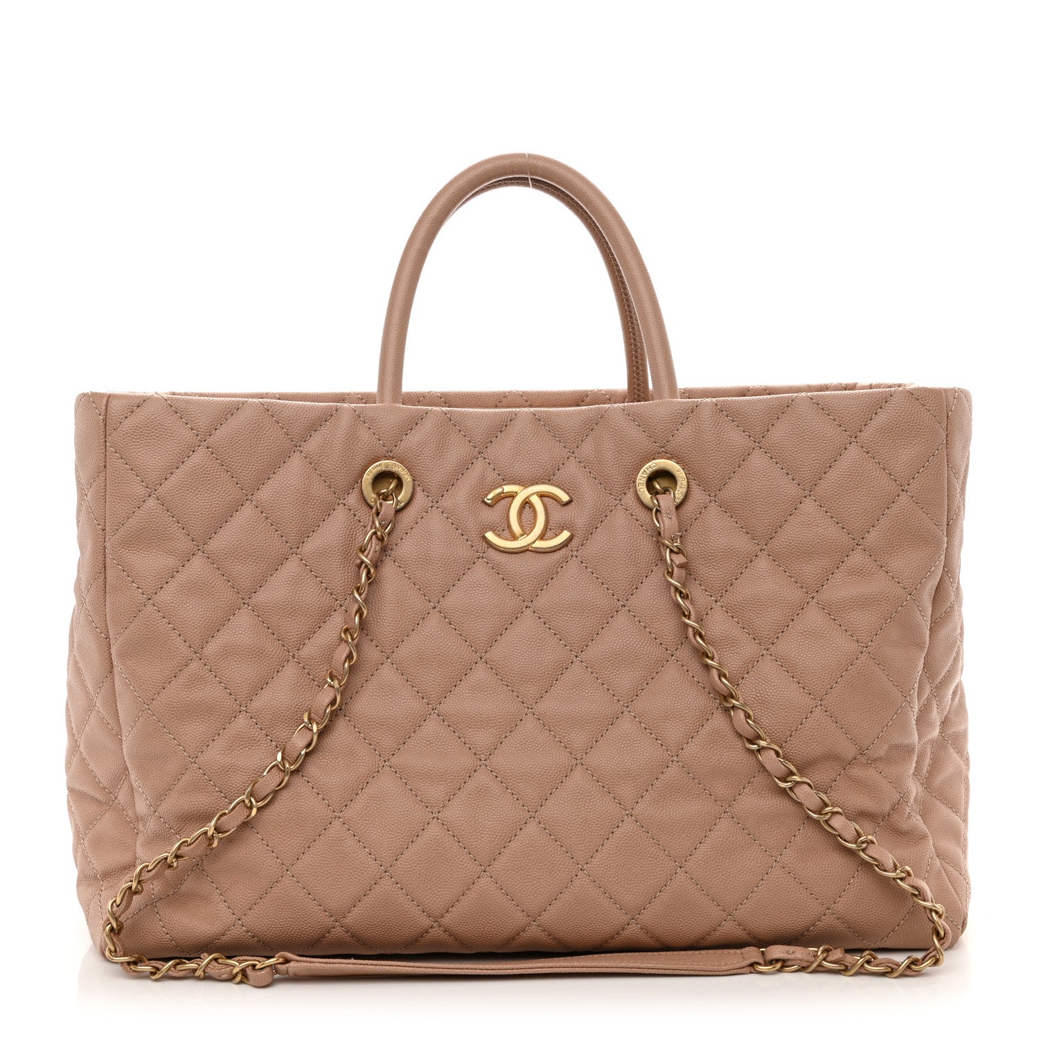 Chanel Caviar Quilted Large Coco Handle Shopping Tote Beige 1 of 9