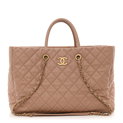 Chanel Caviar Quilted Large Coco Handle Shopping Tote Beige 1 of 9