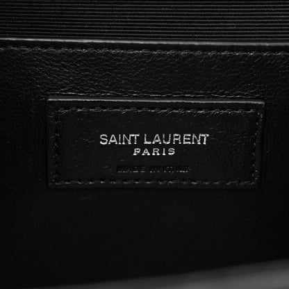 Saint Laurent Grain De Poudre Textured Mixed Matelasse Triquilt Medium Monogram Satchel Black 6 of 11