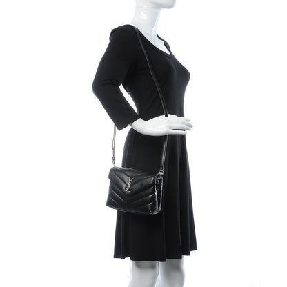 Saint Laurent Calfskin Y Quilted Monogram Toy Loulou Crossbody Bag Black 2 of 9