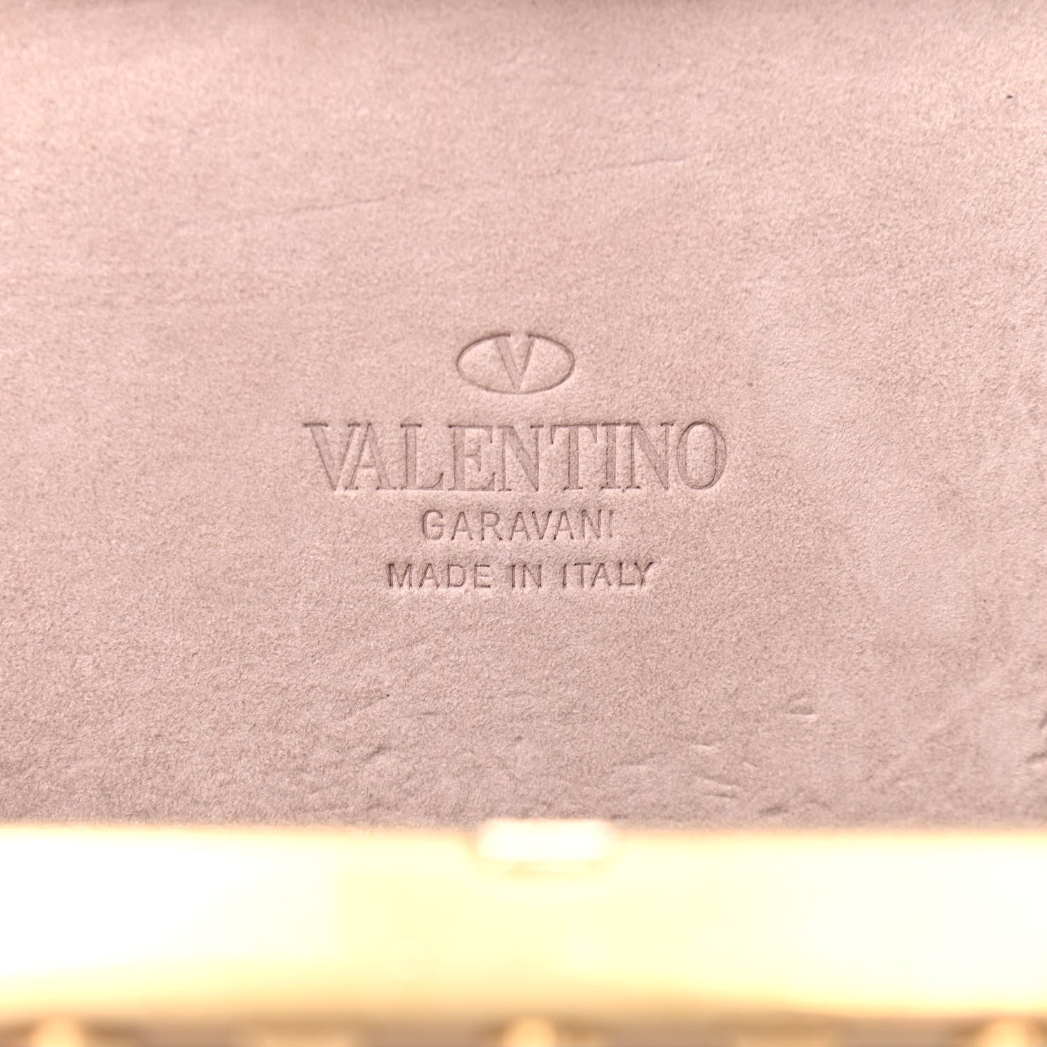 Valentino Garavani Metallic Plexiglass Rockstud Rolling Minaudiere Clutch Gold 5 of 7