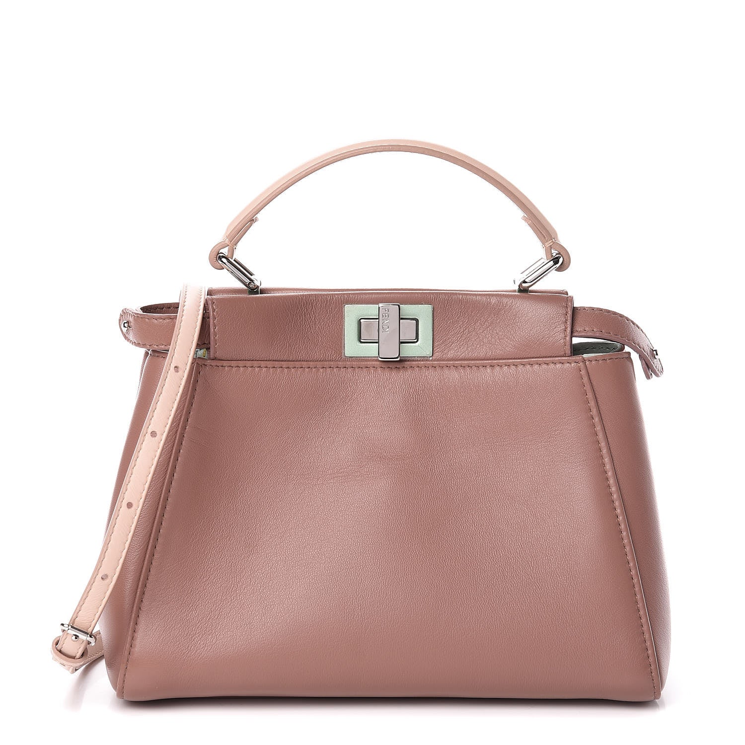 Fendi Nappa Colorblock Mini Peekaboo Iconic Satchel English Rose Plaster Oxigen 3 of 14