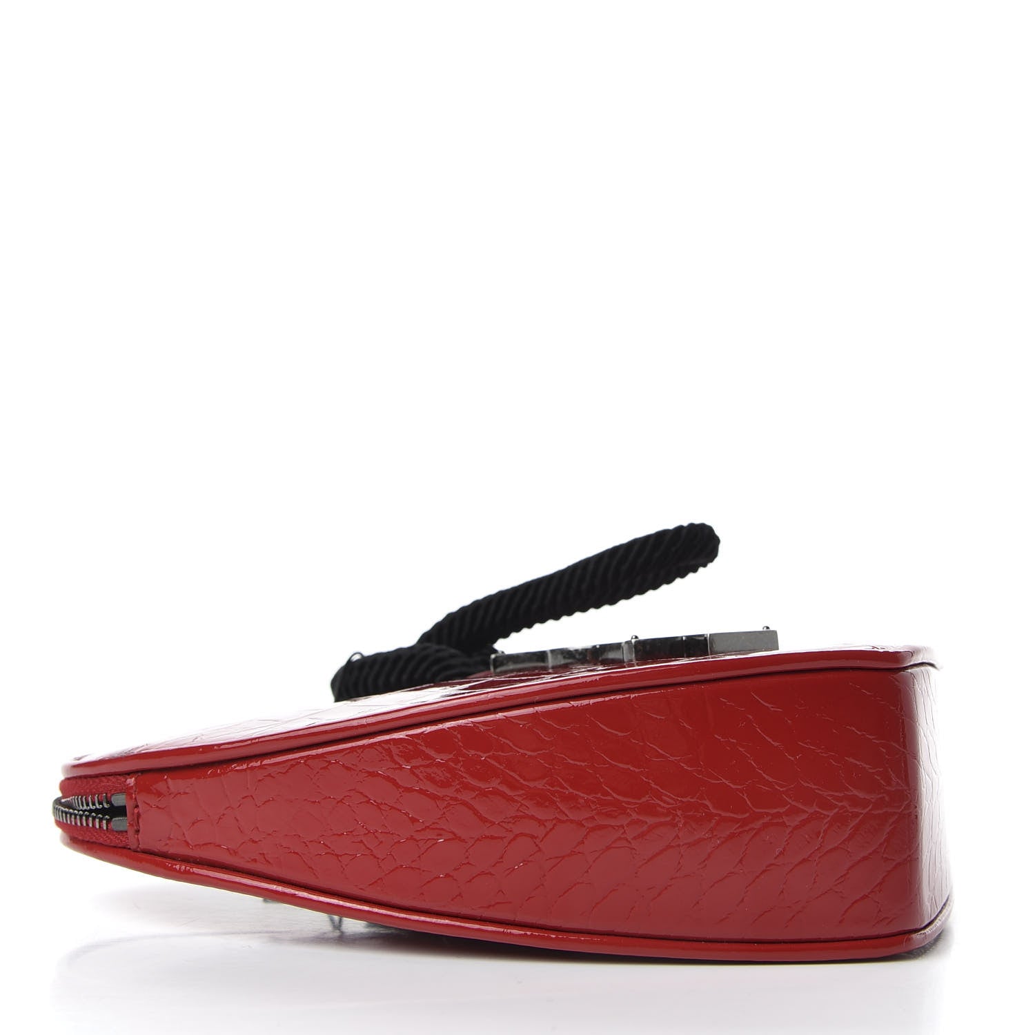 Saint Laurent Patent Crocodile Embossed Sac Coeur Heart Shaped Clutch Red 4 of 10