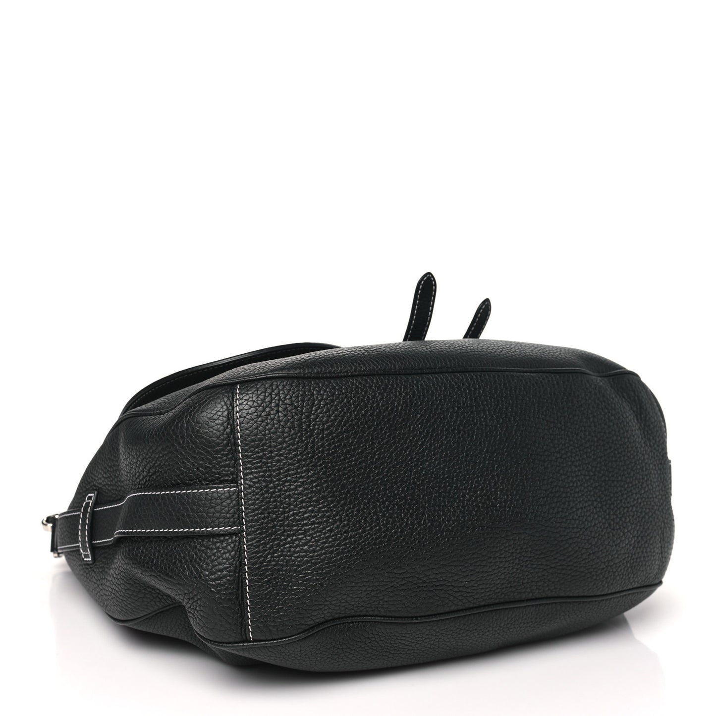 Grained Calfskin Saddle Soft Bag Black