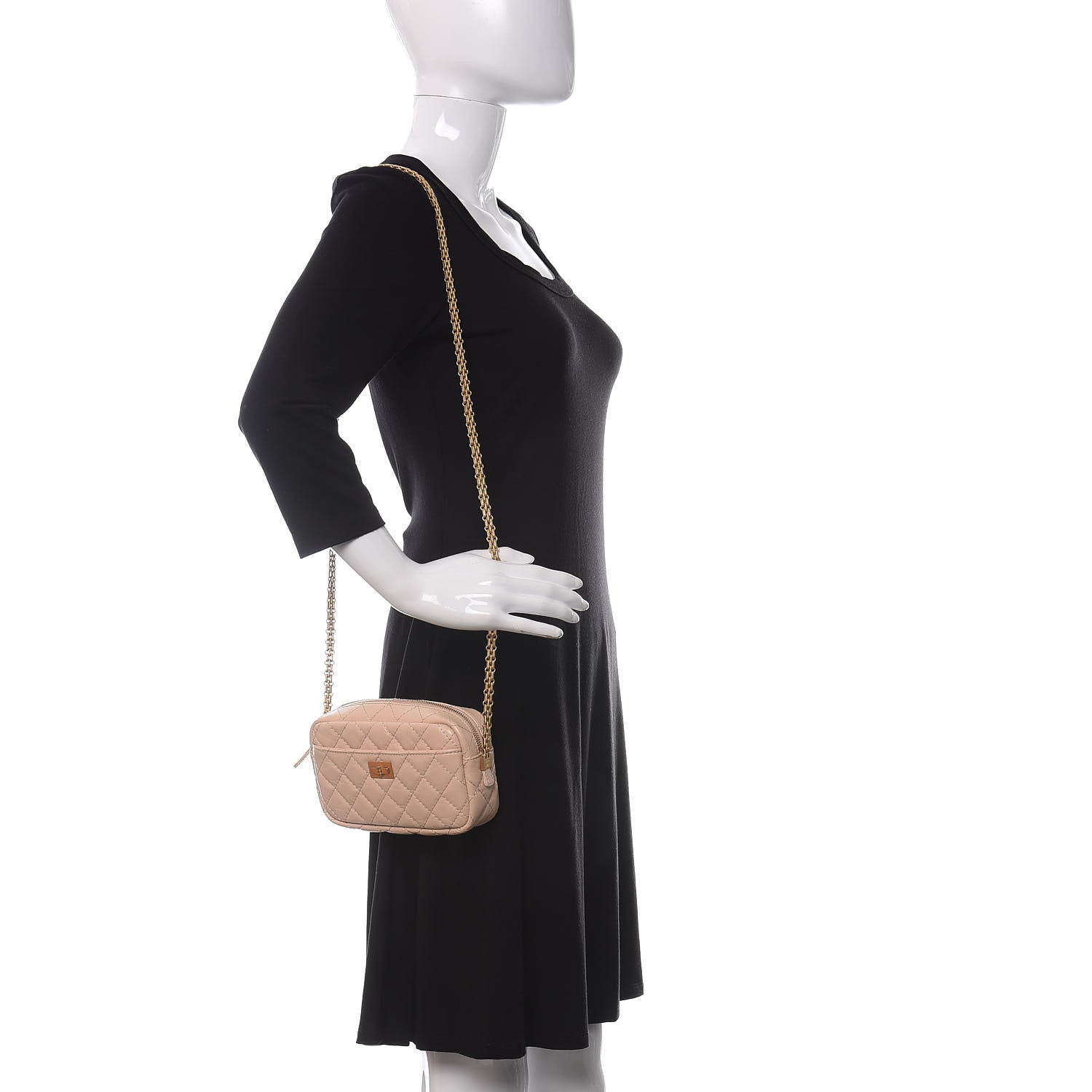 Chanel Aged Calfskin Quilted Mini Reissue Camera Case Beige Clair 2 of 10