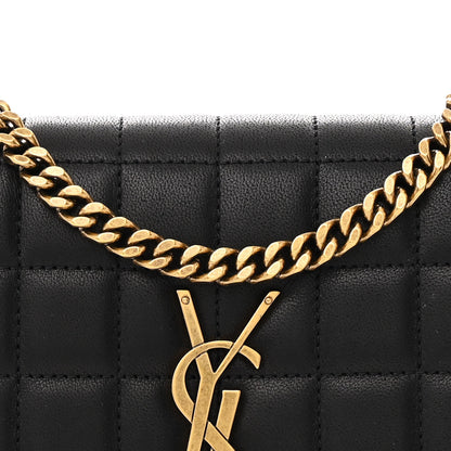 Saint Laurent Lambskin Carre Quilted Cassandre Chain Wallet Black 9 of 12