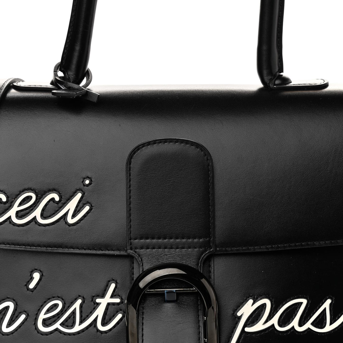 Calfskin MM L'Humour Brillant Satchel Black