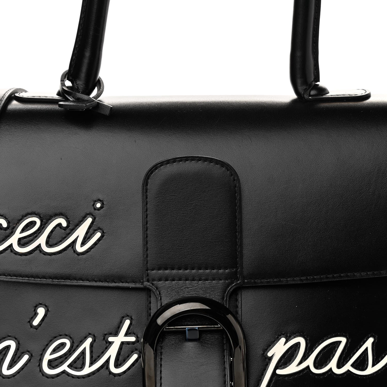 Delvaux Calfskin MM L'Humour Brillant Satchel Black 9 of 13