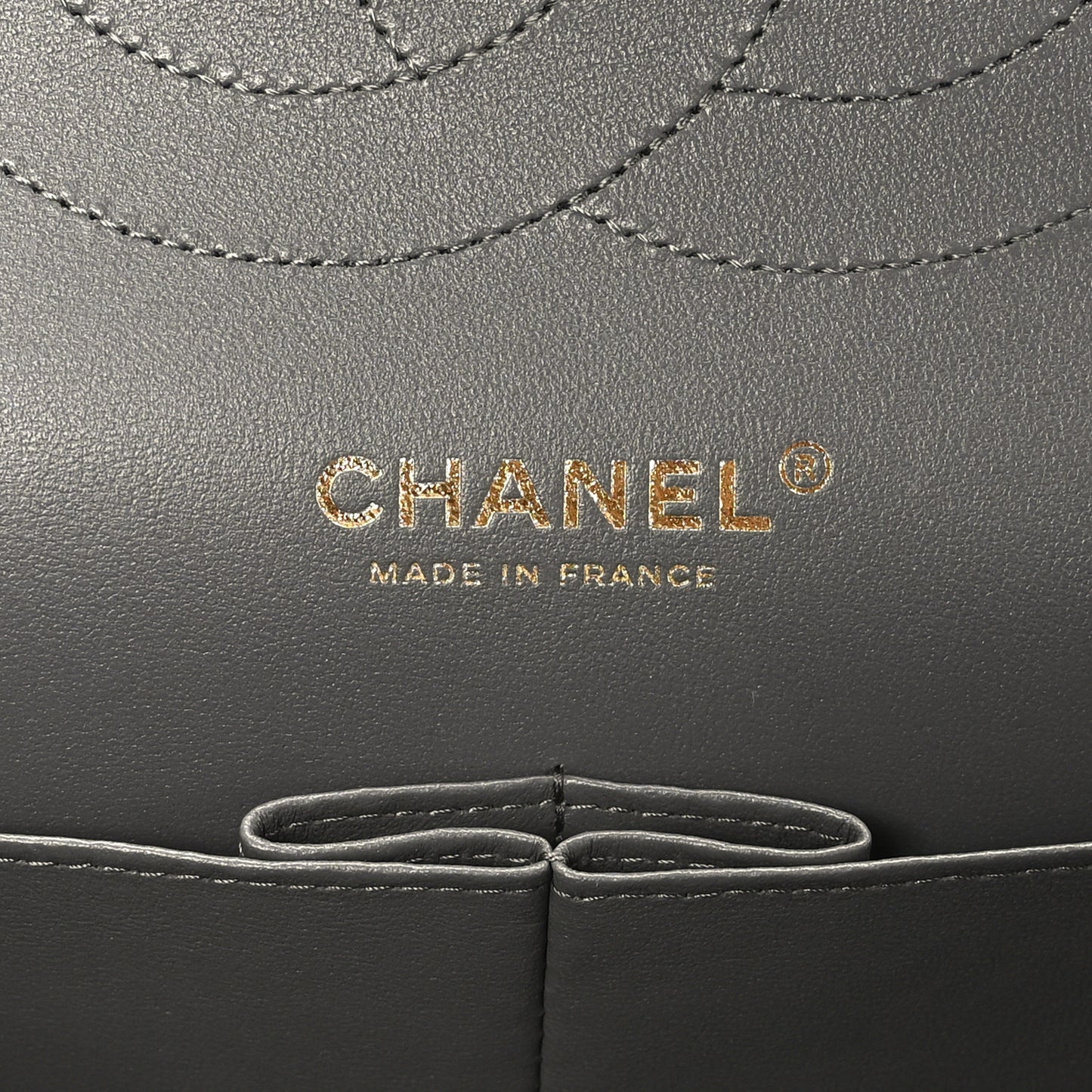 Lambskin Quilted Jumbo Double Flap Dark Grey