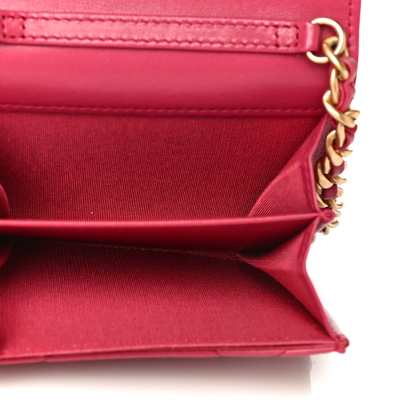 Lambskin Quilted Chanel 19 Flap Coin Purse With Chain Dark Pink