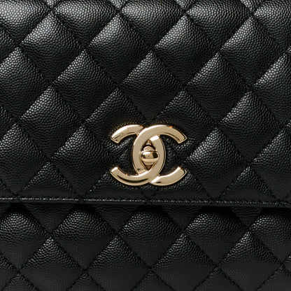 Chanel Caviar Lizard Embossed Quilted Small Coco Handle Flap Black 9 of 12
