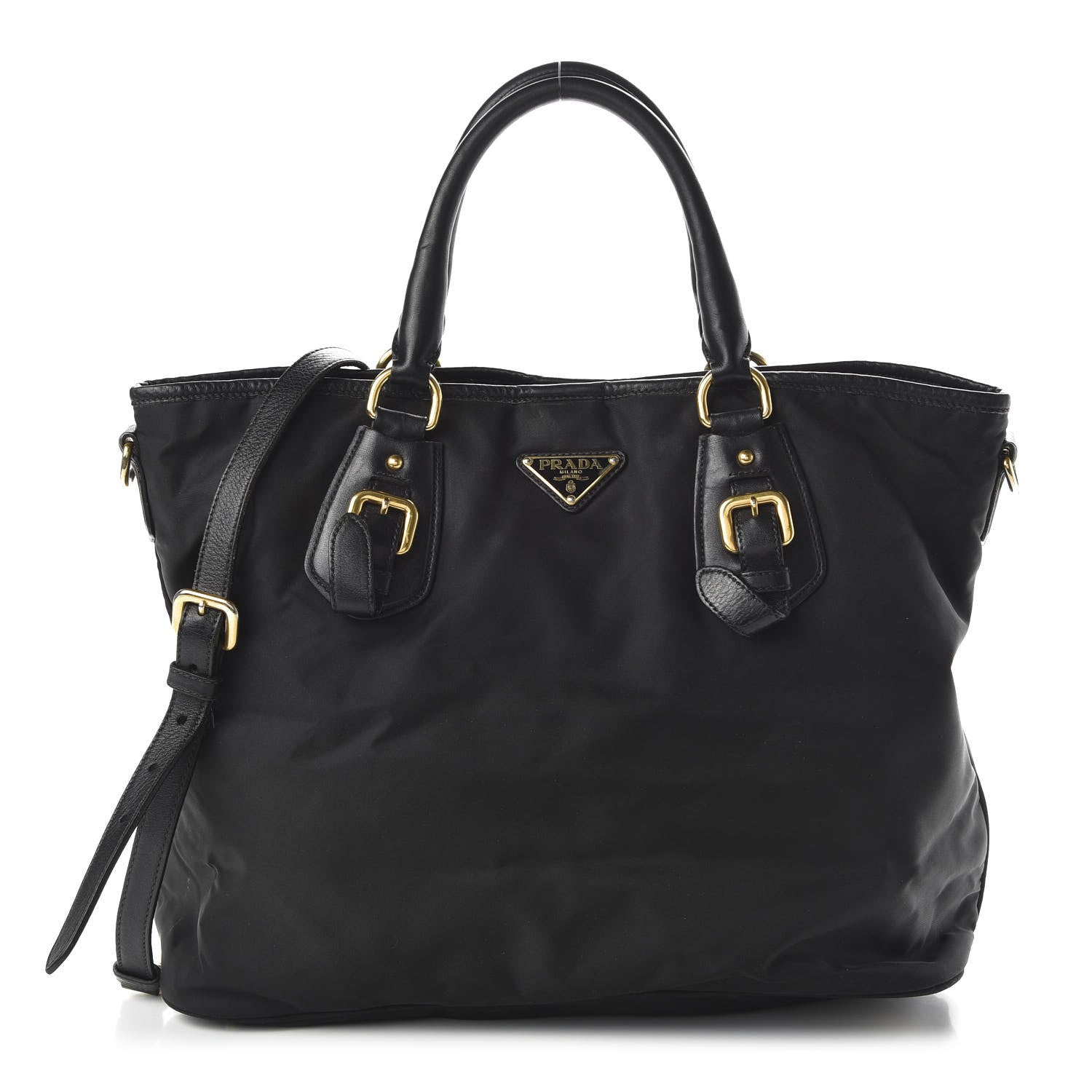 Prada Tessuto Nylon Soft Calf Tote Black 1 of 8