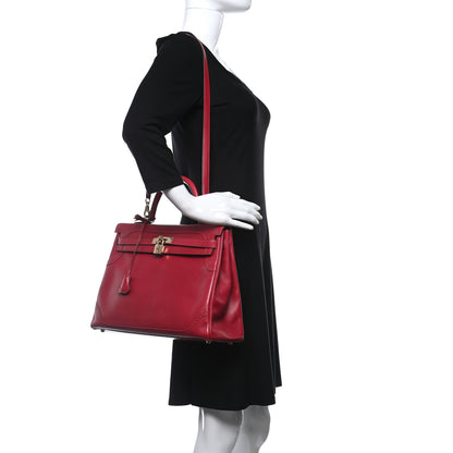 Hermes Tadelakt Ghillies Retourne Kelly 35 Rubis 2 of 12