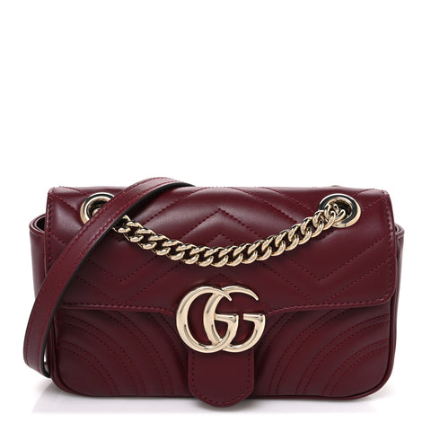 Calfskin Matelasse Mini GG Marmont Shoulder Bag Rosso Ancora