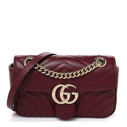 Gucci Calfskin Matelasse Mini GG Marmont Shoulder Bag Rosso Ancora 1 of 10