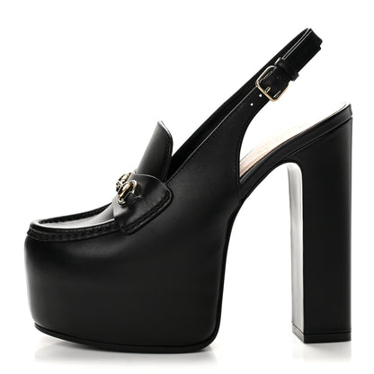 Gucci Calfskin Horsebit Platform 70/160mm Slingback Mules 36 Black 1 of 10