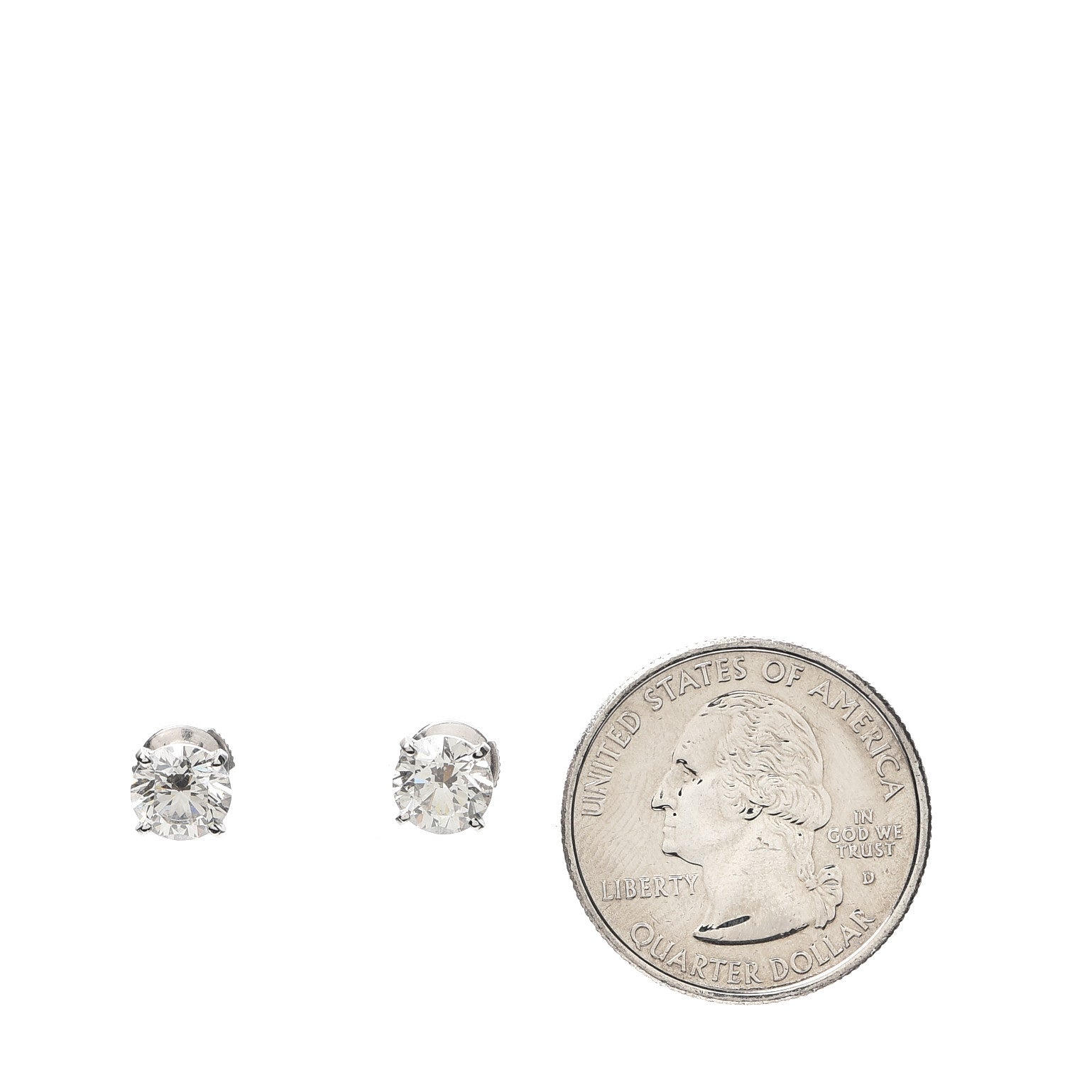 Cartier 18K White Gold Diamond 2.20ctw Solitaire Earrings 2 of 8