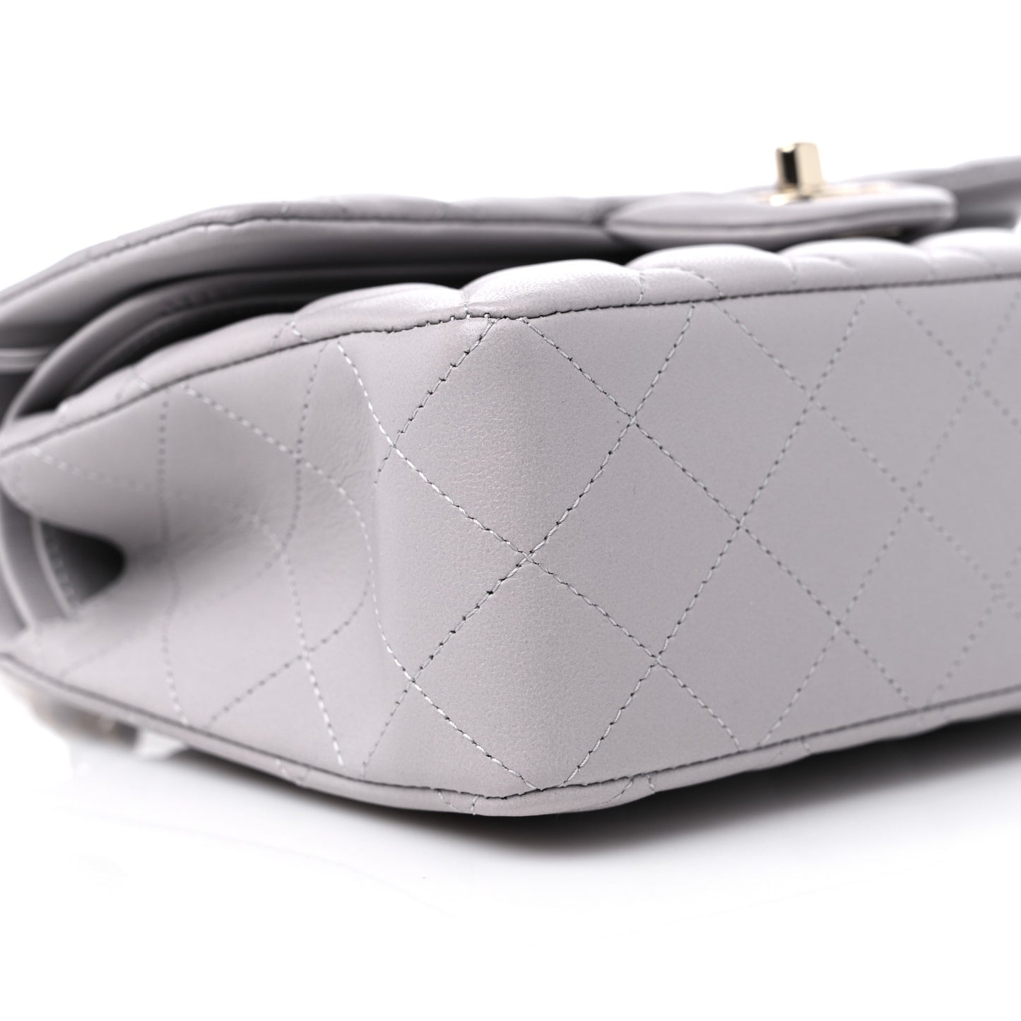 Lambskin Quilted Small Double Flap Light Grey