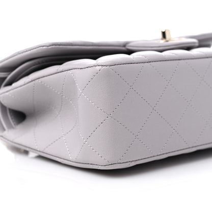Chanel Lambskin Quilted Small Double Flap Light Grey 8 of 10