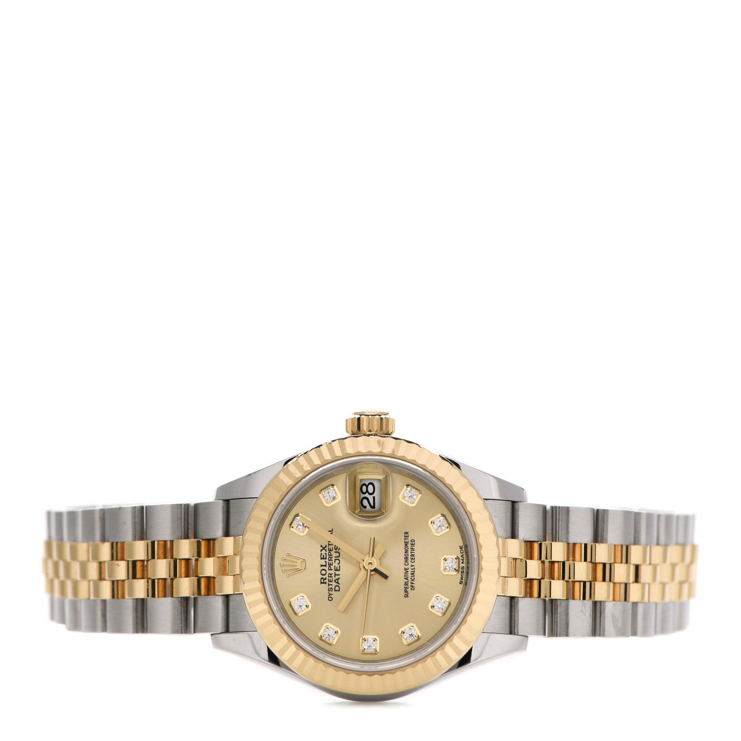 Rolex Stainless Steel 18K Yellow Gold Diamond 28mm Oyster Perpetual Datejust Watch Champagne 279173 2 of 5