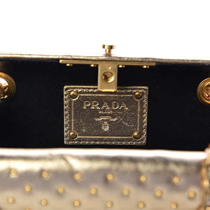 Prada Metallic Nappa Studded Chain Clutch Platino 6 of 9
