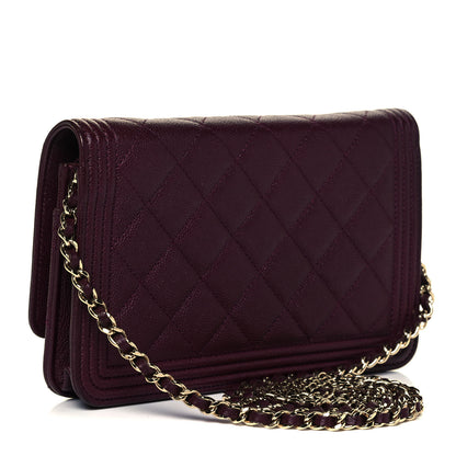 Chanel Caviar Quilted Boy Wallet On Chain WOC Dark Purple 3 of 10