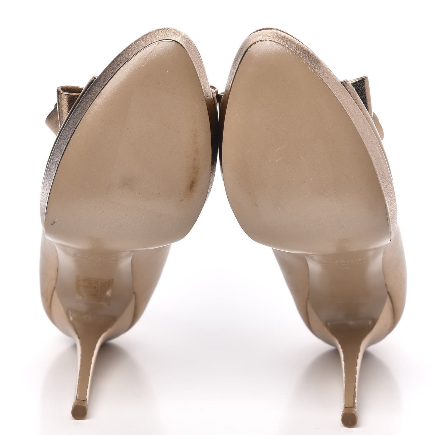 Metallic Nappa Couture Bow Peep Toe 25/120mm Platform Pumps 38 Light Bronze
