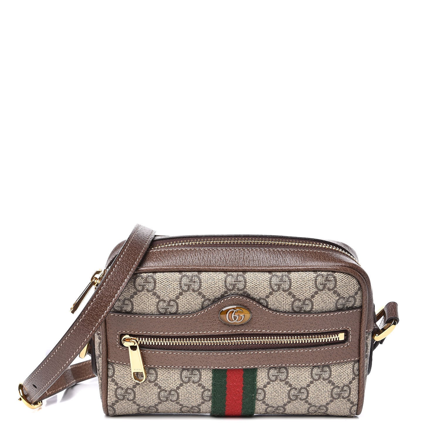 Gucci GG Supreme Monogram Web Mini Ophidia Shoulder Bag Brown 1 of 11