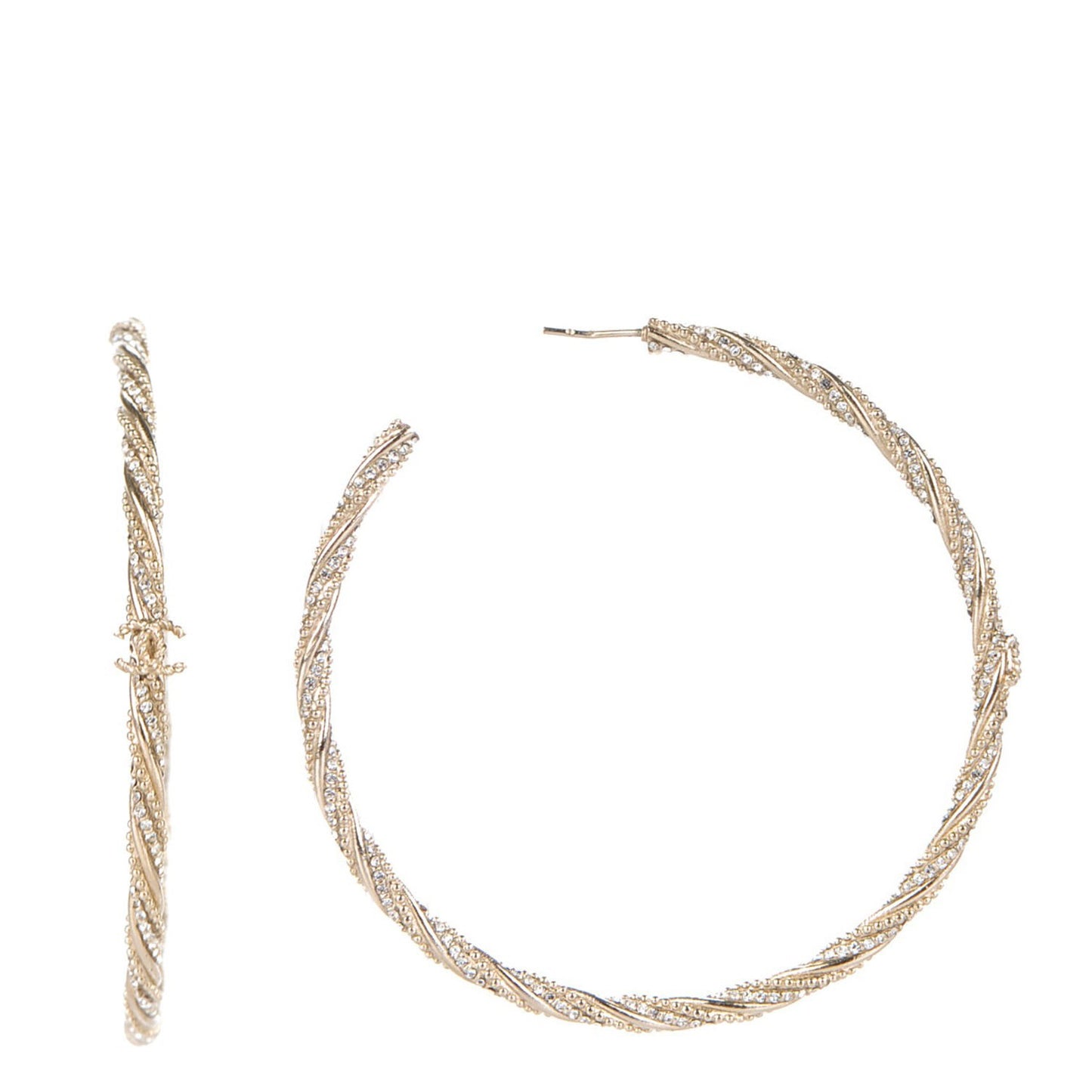 Crystal CC Large Hoop Earrings Gold