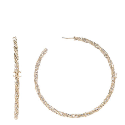 Chanel Crystal CC Large Hoop Earrings Gold 1 of 4