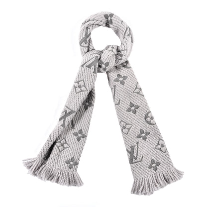 Louis Vuitton Wool Silk Logomania Scarf Pearl Grey 1 of 4