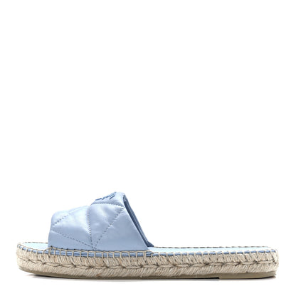 Prada Nappa Logo Quilted Espadrille 20mm Slide Sandals 40 Celeste 1 of 9