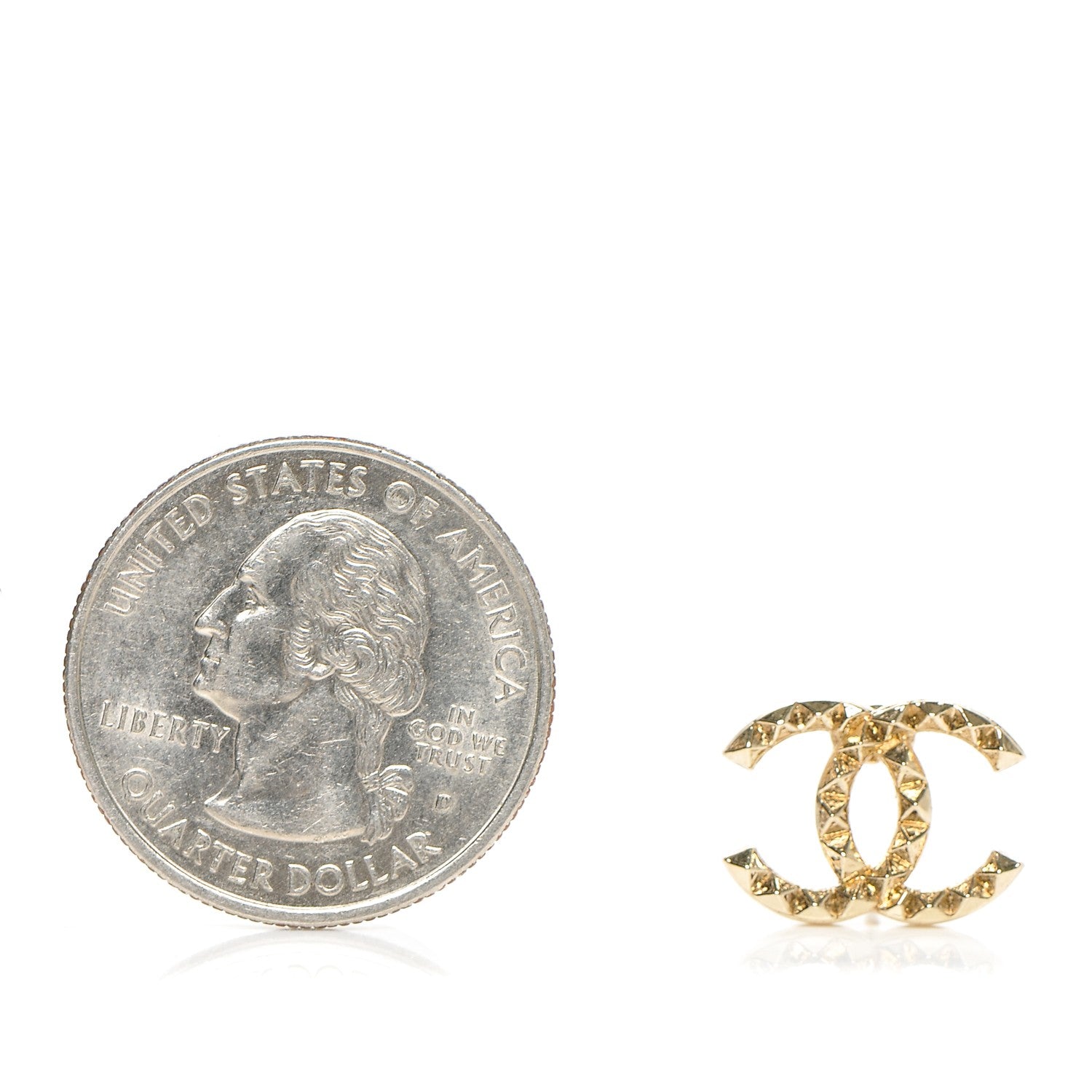 Chanel Studded CC Earrings Gold 2 of 4