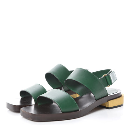 Gucci Calfskin Sandals 40 Gold Green 3 of 10