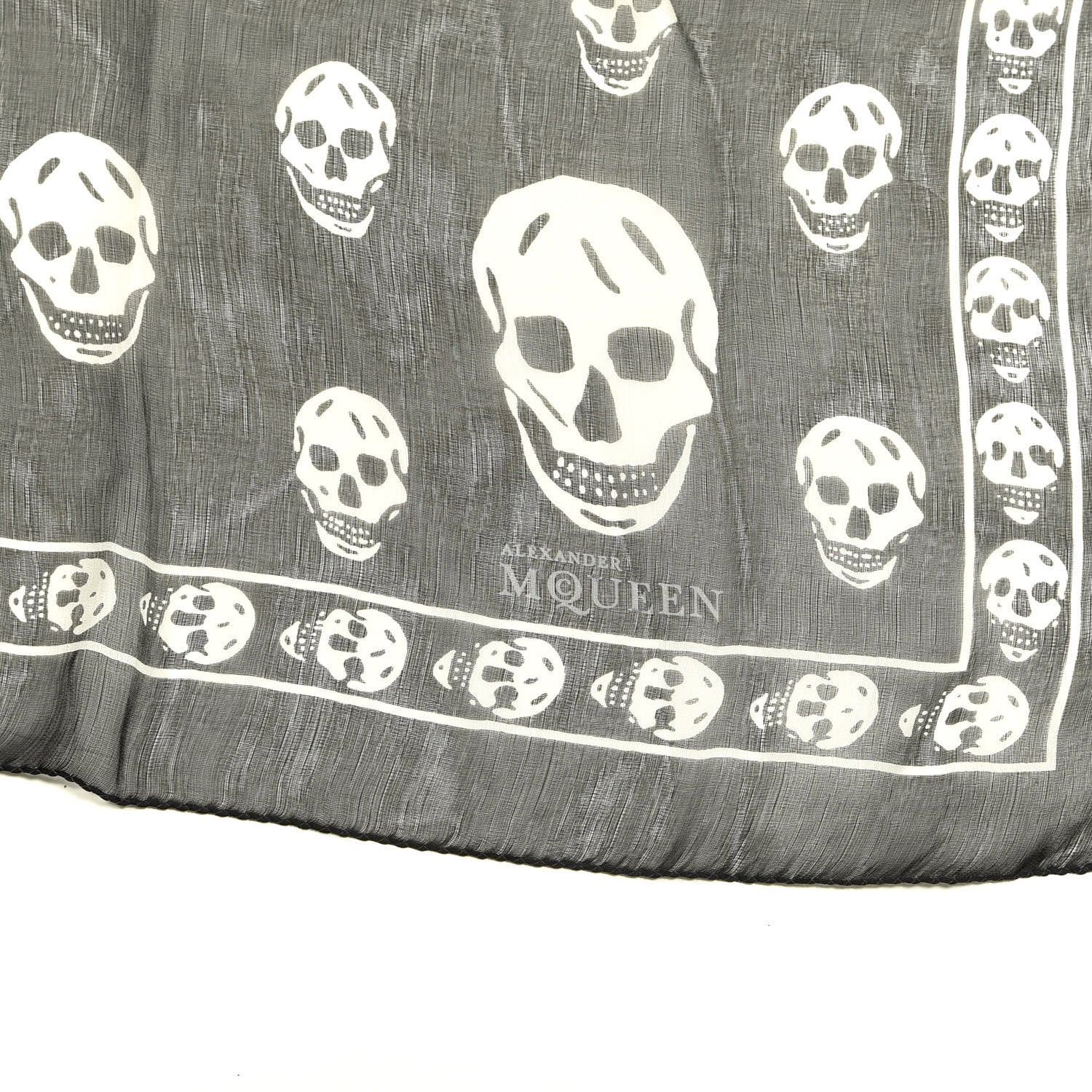 Alexander McQueen Silk Chiffon Skull Scarf Black Ivory 2 of 3