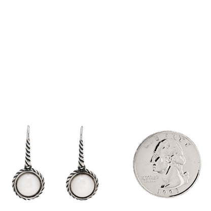 David Yurman Sterling Silver Pearl 9mm Cable Drop Earrings 2 of 4