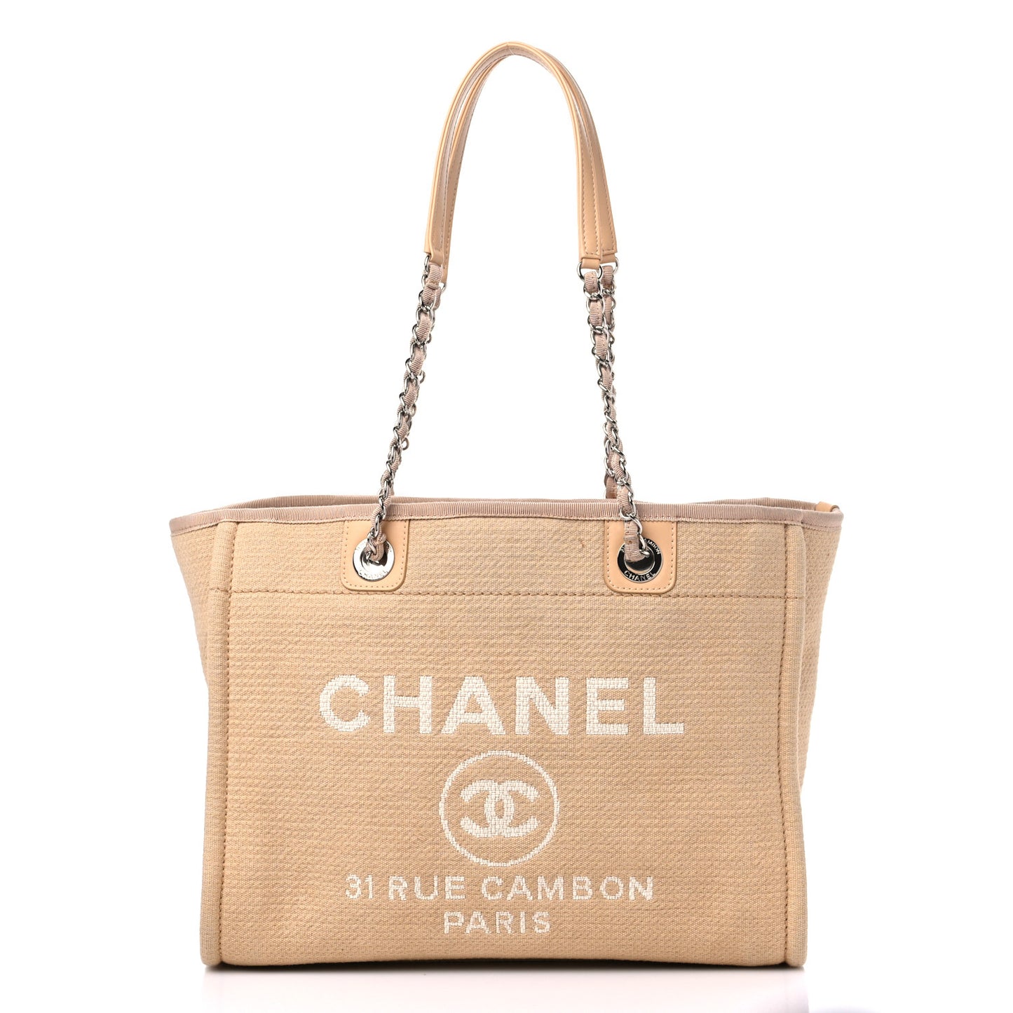 Mixed Fibers Small Deauville Tote Beige