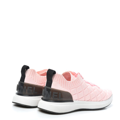 Chanel Mixed Fibers Quilted Womens CC Sneakers 38 Pink 4 of 6