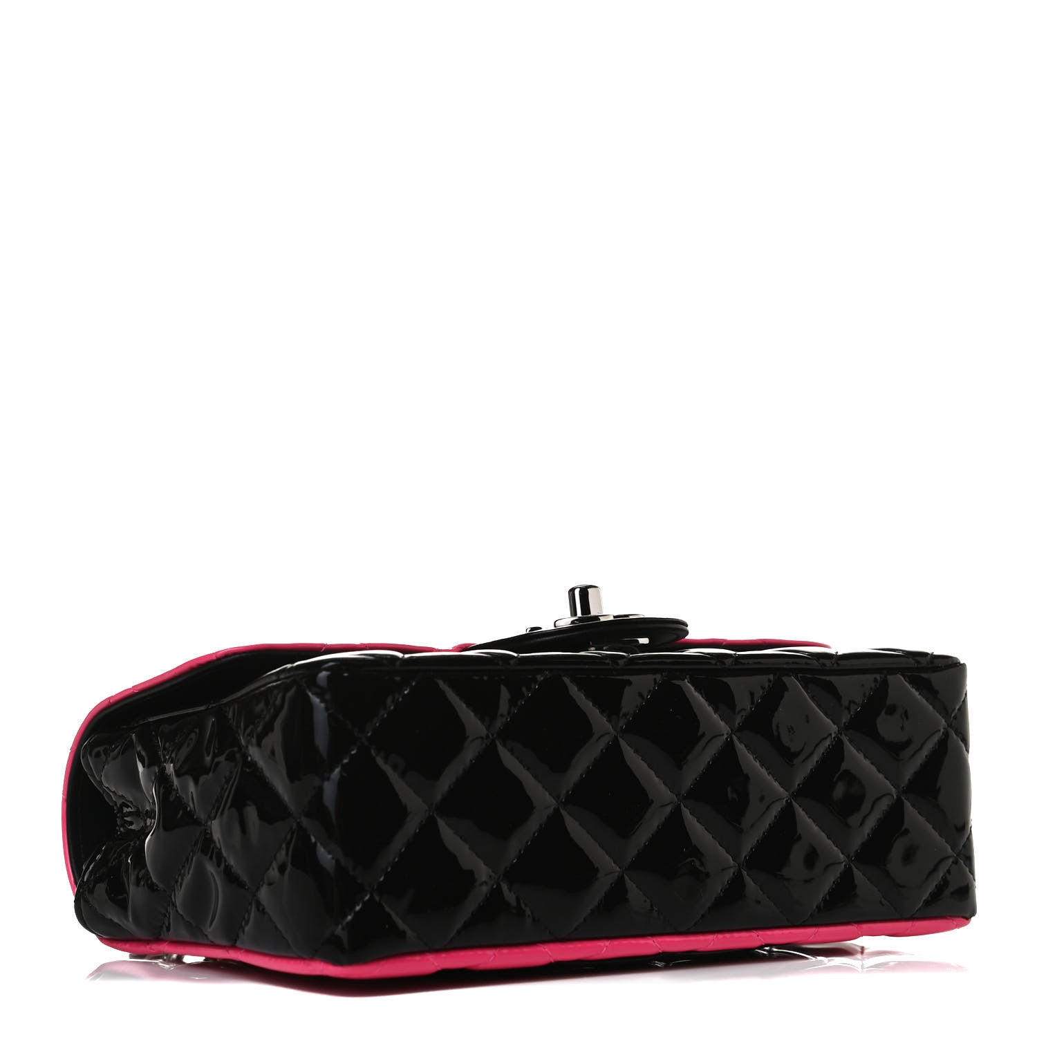 Chanel Patent Calfskin Quilted Bi-Color Mini Rectangular Flap Pink Black 4 of 13