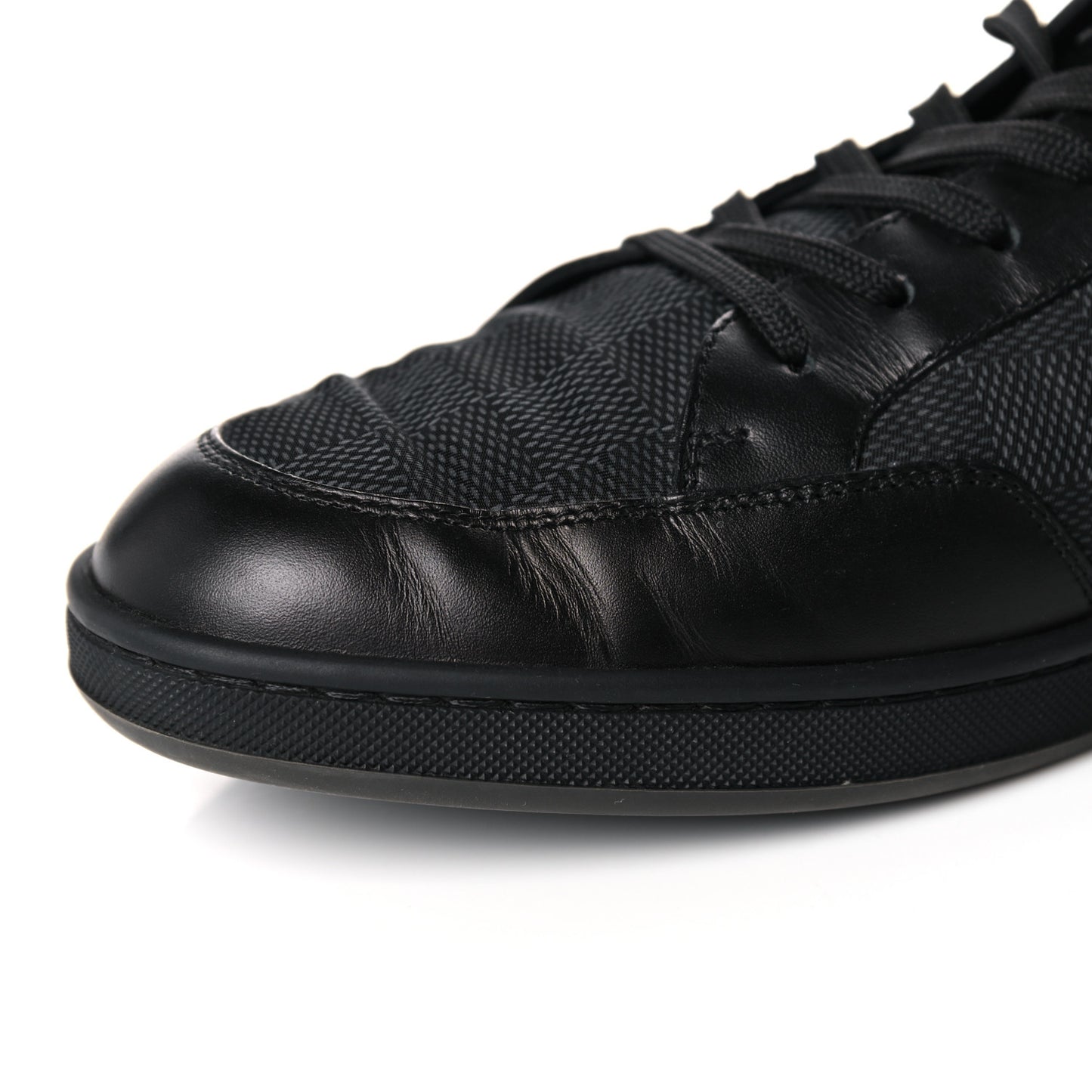 Calfskin Nylon Damier Offshore Sneakers 8 Black