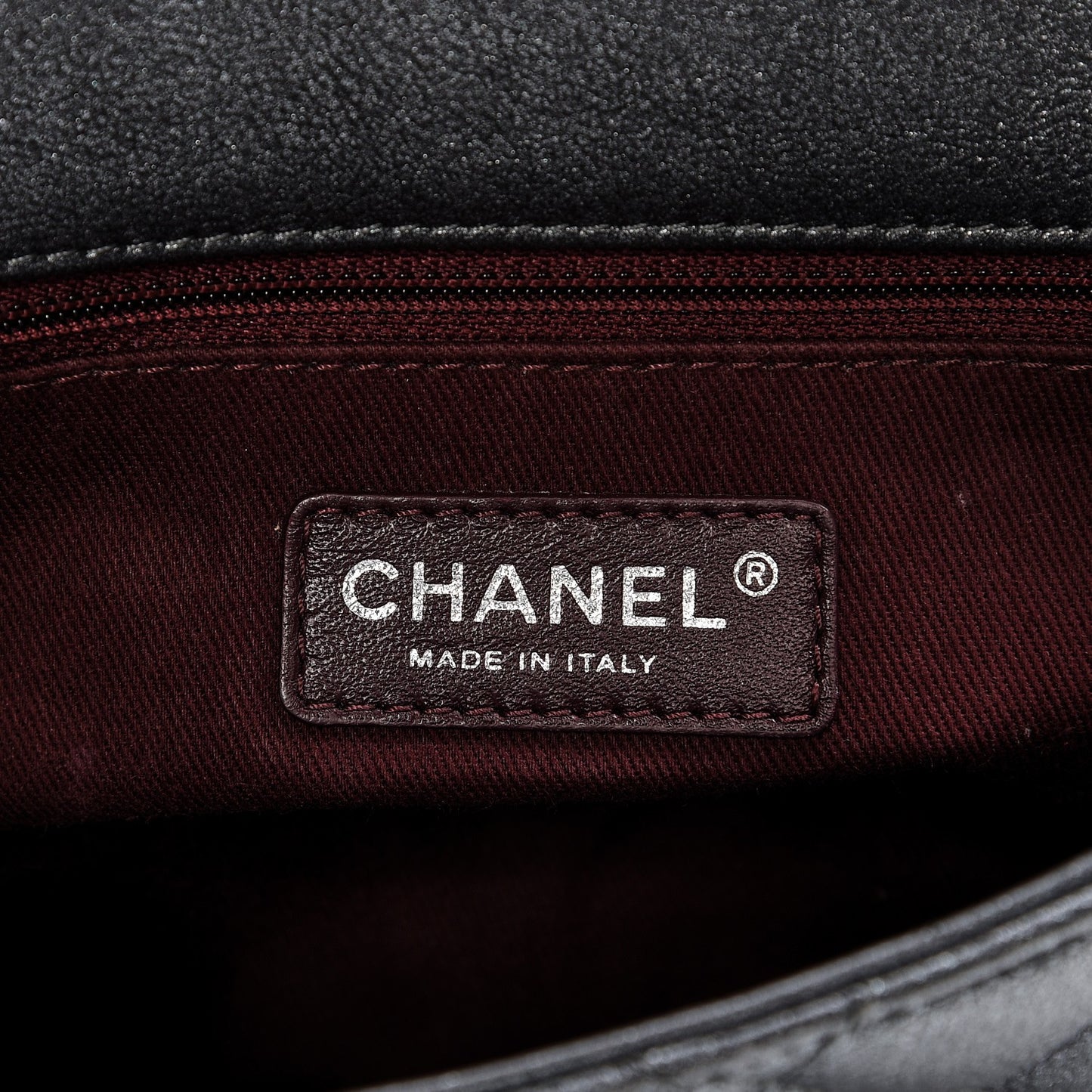 Metallic Calfskin Quilted Medium CC Eyelet Flap Dark Silver