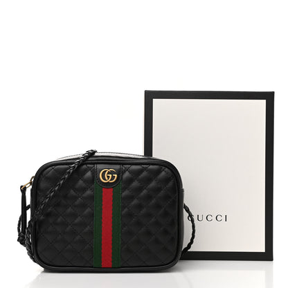 Gucci Calfskin Trapuntata Web Mini GG Shoulder Bag Black 11 of 11