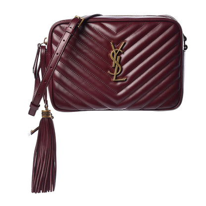 Saint Laurent Calfskin Matelasse Monogram Lou Camera Bag Dark Legion Red 1 of 9