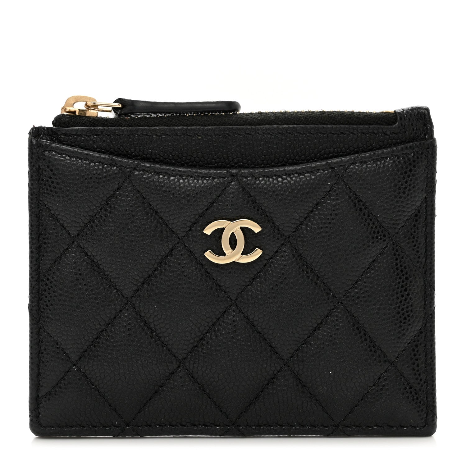 Chanel Caviar Quilted CC Zip Card Holder Black 1 of 9