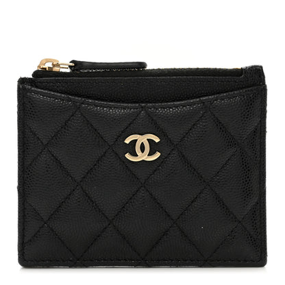 Chanel Caviar Quilted CC Zip Card Holder Black 1 of 9