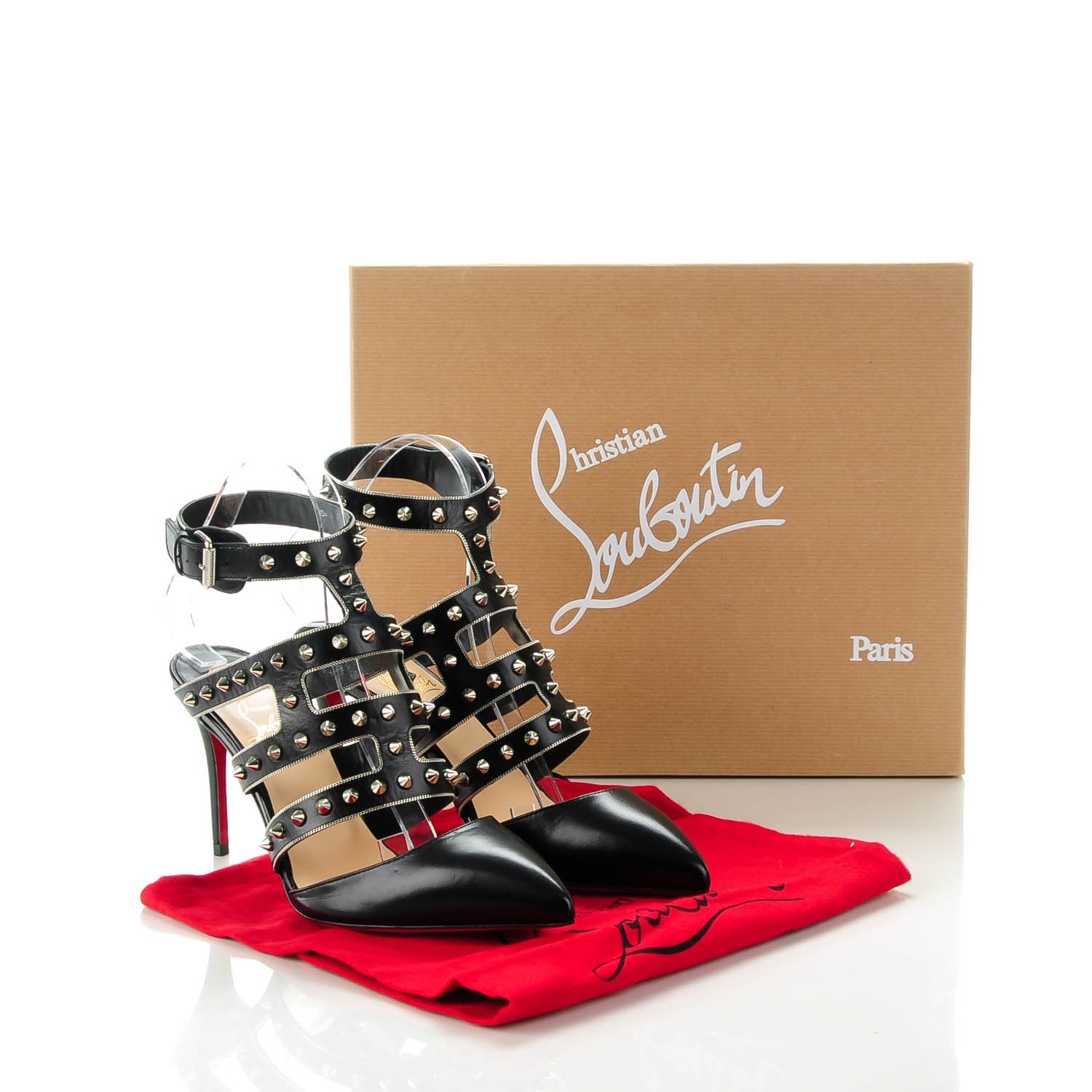 Christian Louboutin Kid Tchicaboum 85 Pumps 37.5 Black Silver 2 of 7