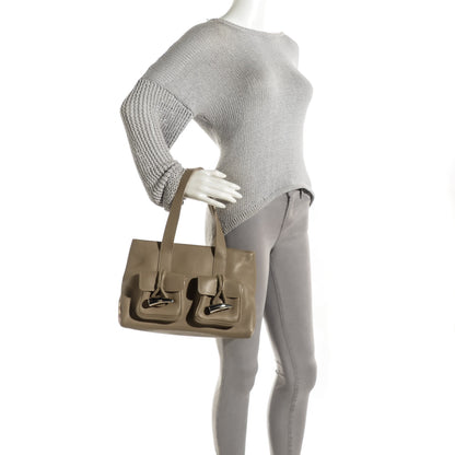 Burberry Calfskin Horn Toggle Tote Beige 2 of 7