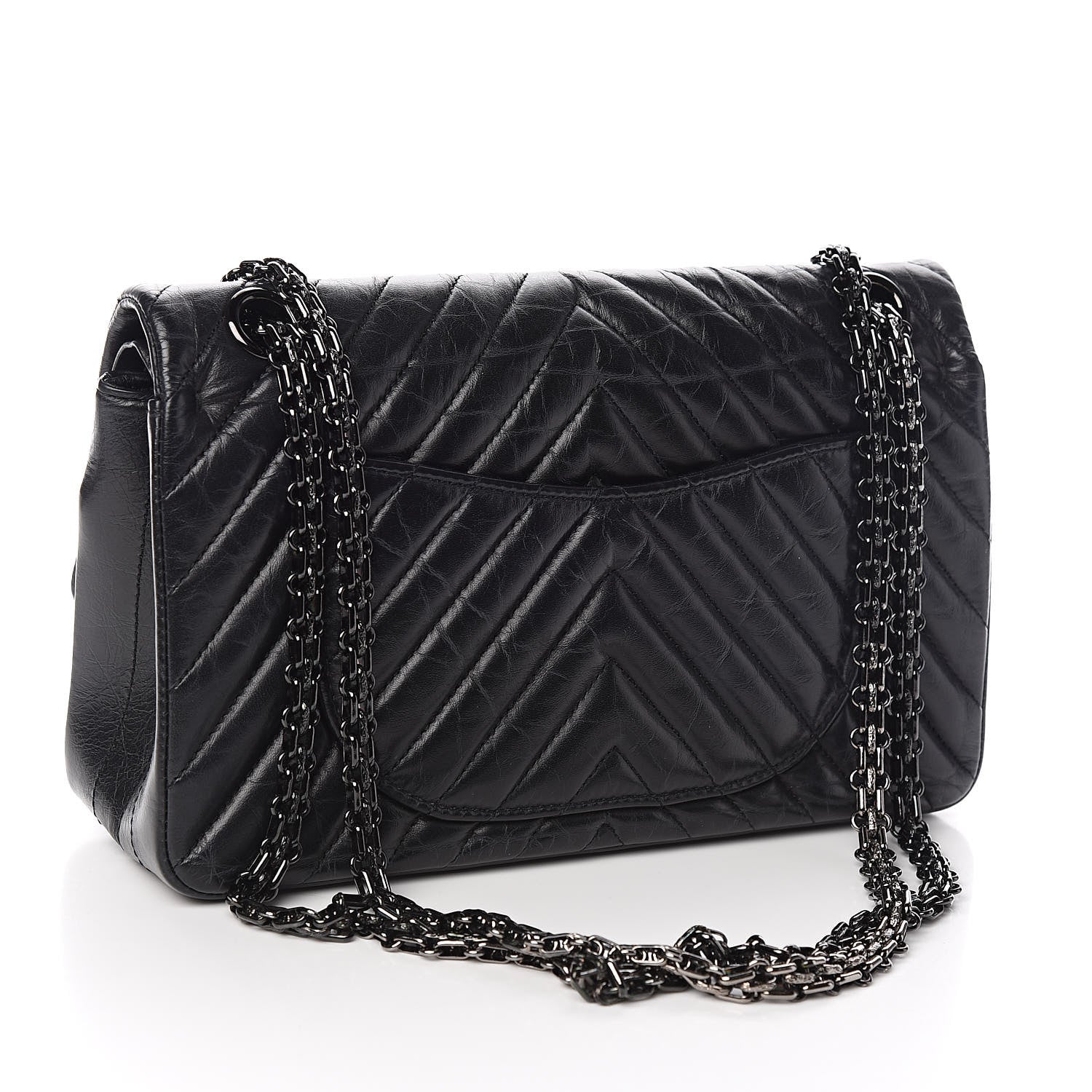 Chanel Aged Calfskin Chevron Quilted 2.55 Reissue 225 Flap So Black 4 of 12